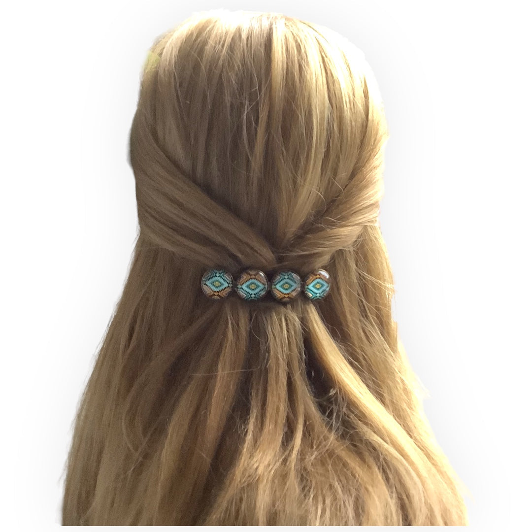 Color hairclip haarspeld mandala bohemian ibiza boho print xl - haarspelden