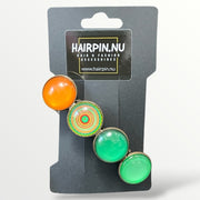 Color hairclip haarspeld mandala bohemian ibiza groen print xl - haarspelden