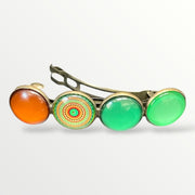 Color hairclip haarspeld mandala bohemian ibiza groen print xl - haarspelden