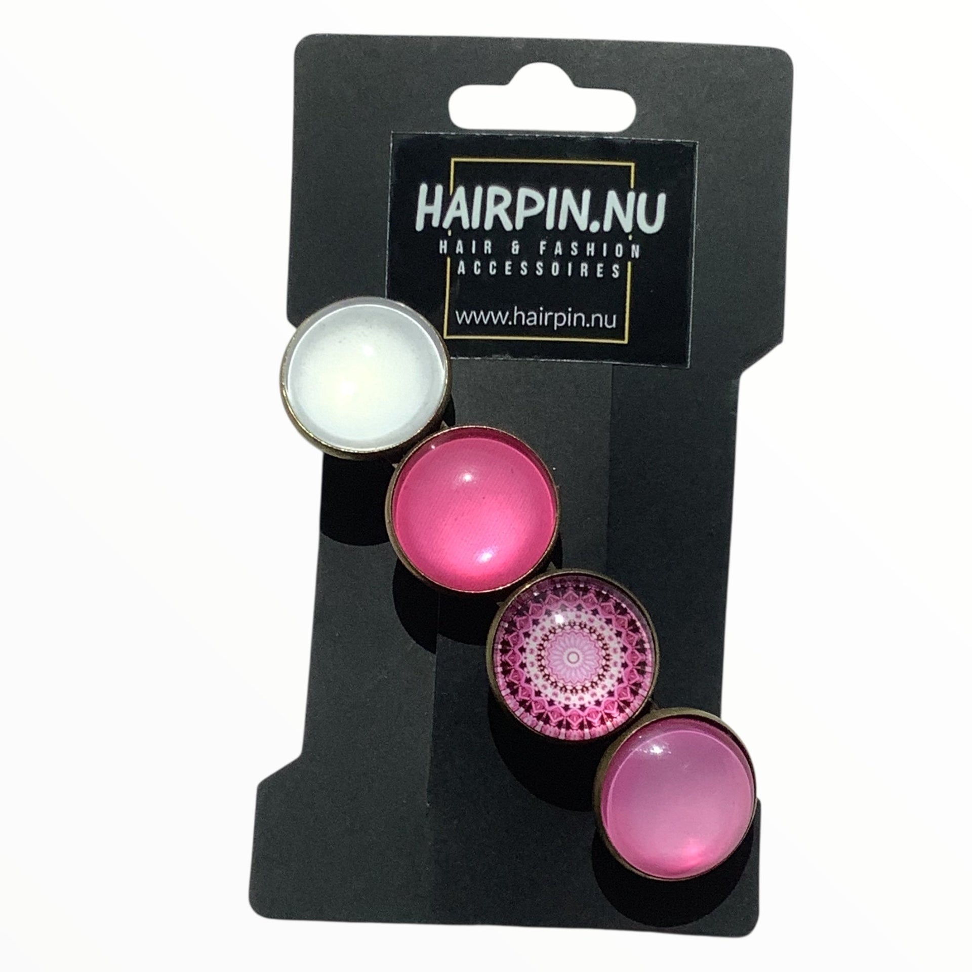 Color hairclip haarspeld mandala bohemian ibiza roze print xl - haarspelden