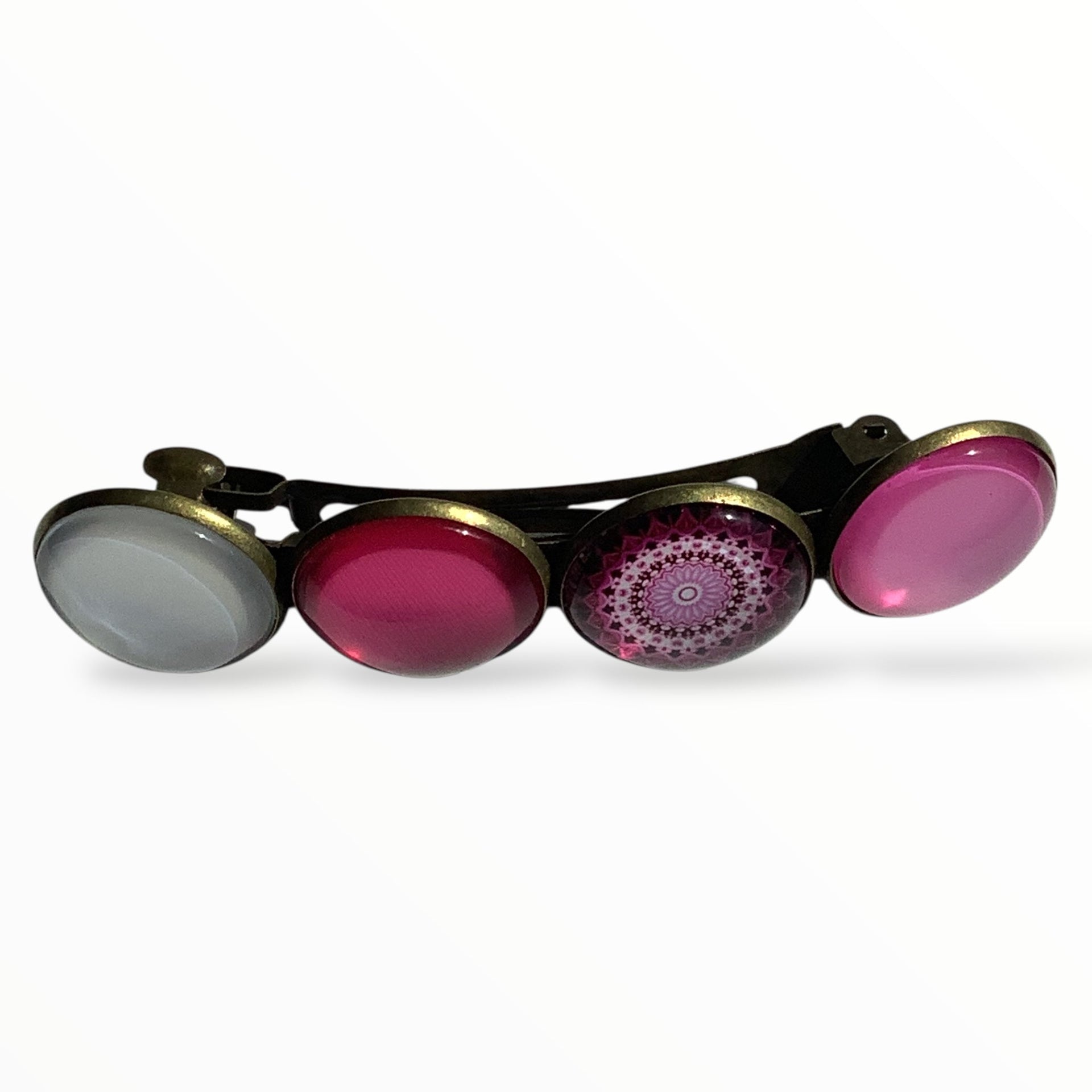 Color hairclip haarspeld mandala bohemian ibiza roze print xl - haarspelden