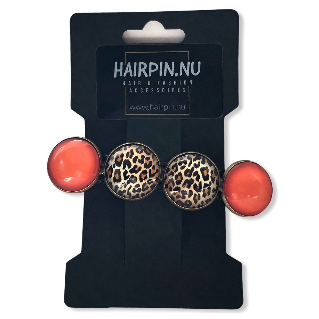 Color hairclip haarspeld orange tijgerprint xl - haarspelden