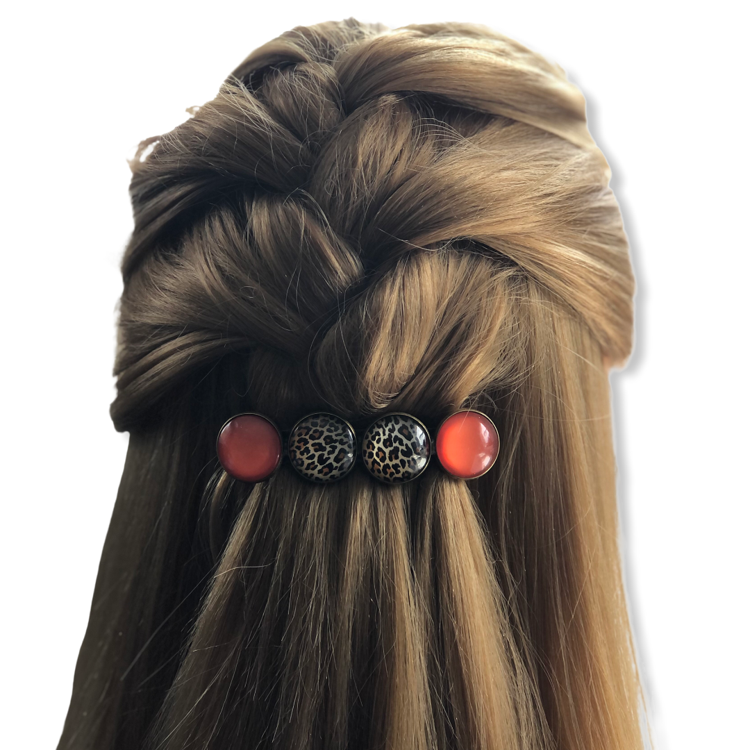 Color hairclip haarspeld orange tijgerprint xl - haarspelden