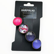 Color hairclip haarspeld paars lila blauw print xl - haarspelden