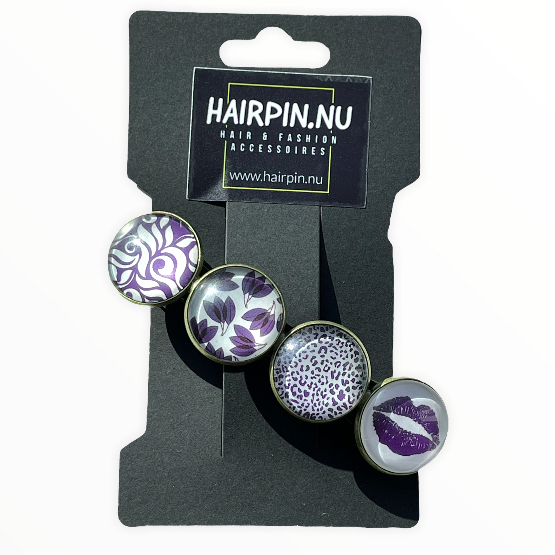 Color hairclip haarspeld paars wit xl - haarspelden