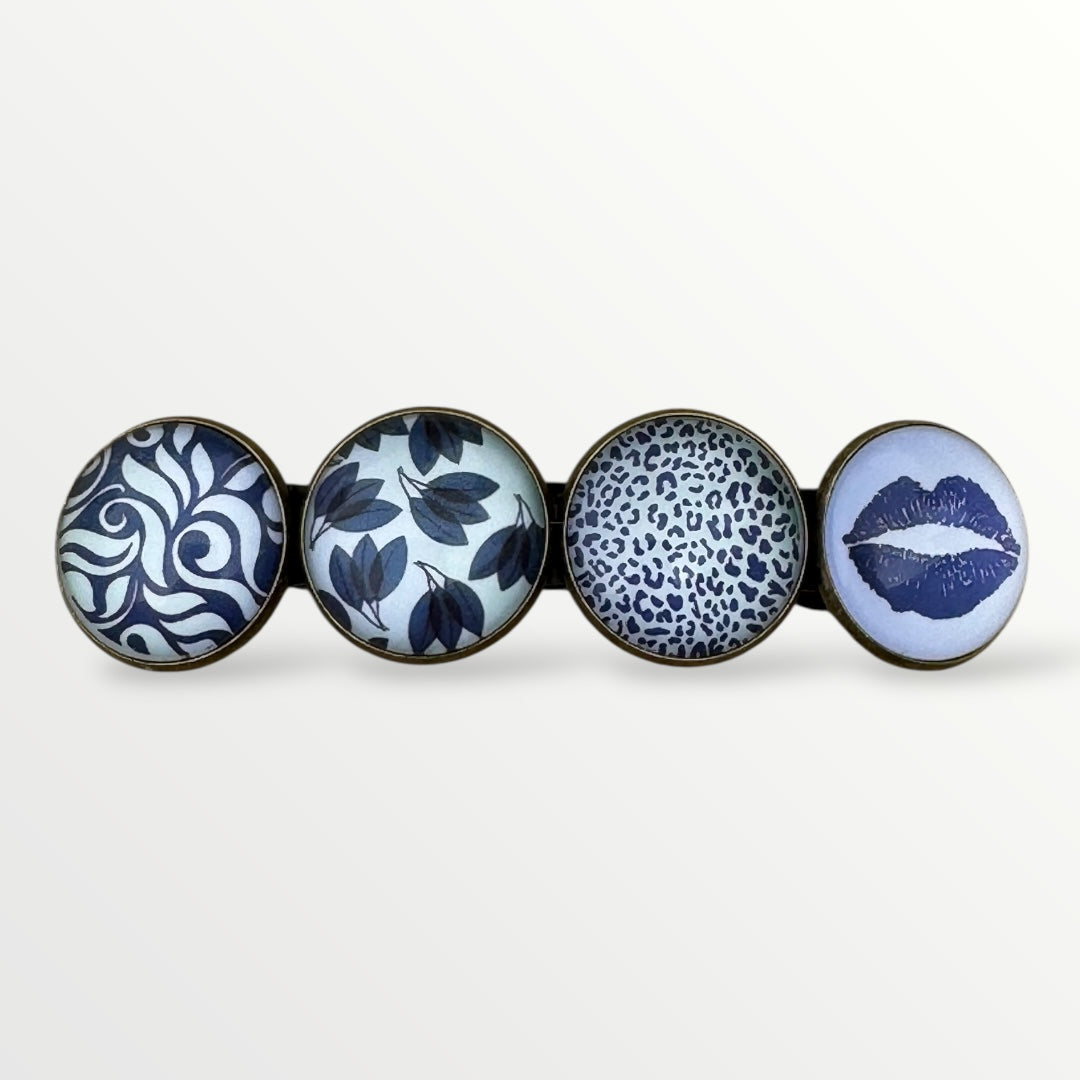 Color hairclip haarspeld paars wit xl - haarspelden