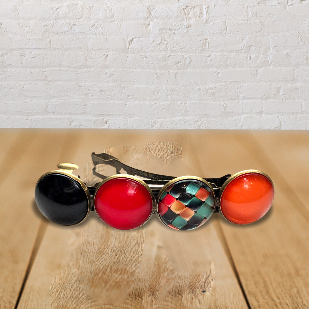 Color hairclip haarspeld rood oranje zwart xl - haarspelden