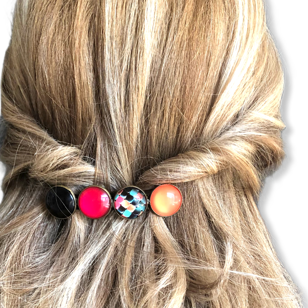 Color hairclip haarspeld rood oranje zwart xl - haarspelden