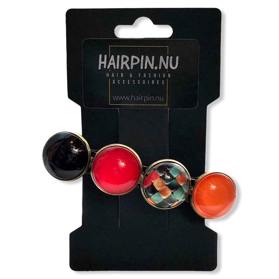 Color hairclip haarspeld rood oranje zwart xl - haarspelden