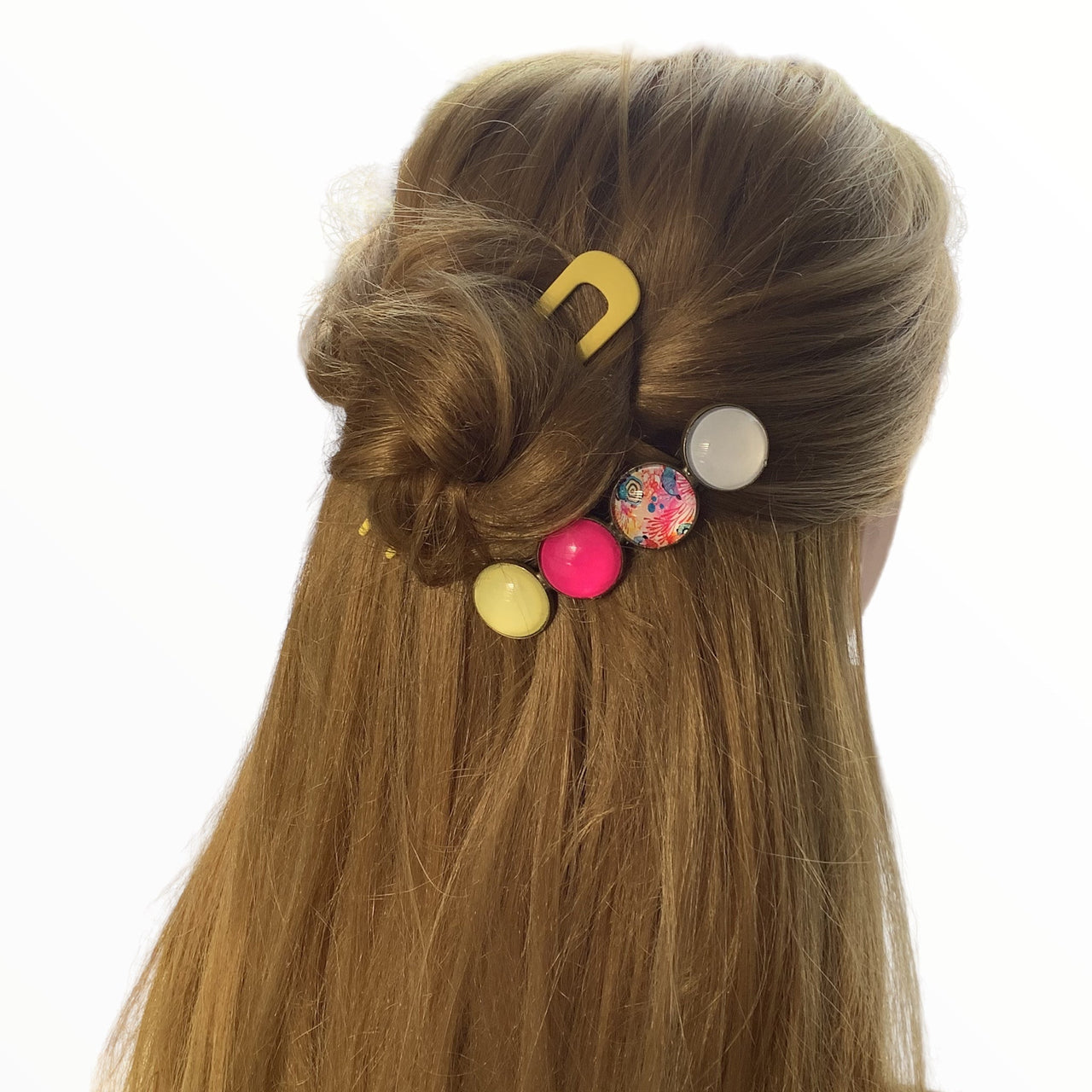 Color hairclip haarspeld roze print xl