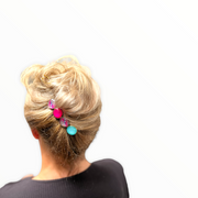 Color hairclip haarspeld roze turquoise print xl - haarspelden