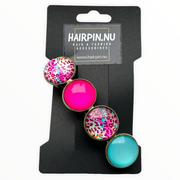 Color hairclip haarspeld roze turquoise print xl - haarspelden