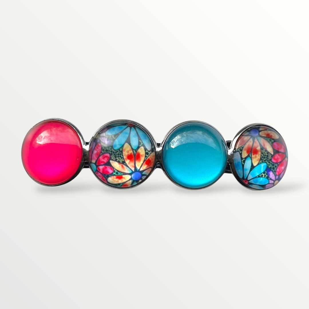 Color hairclip haarspeld roze turquoise xl - haarspelden