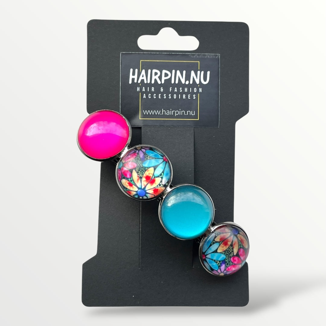 Color hairclip haarspeld roze turquoise xl - haarspelden