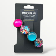 Color hairclip haarspeld roze turquoise xl - haarspelden