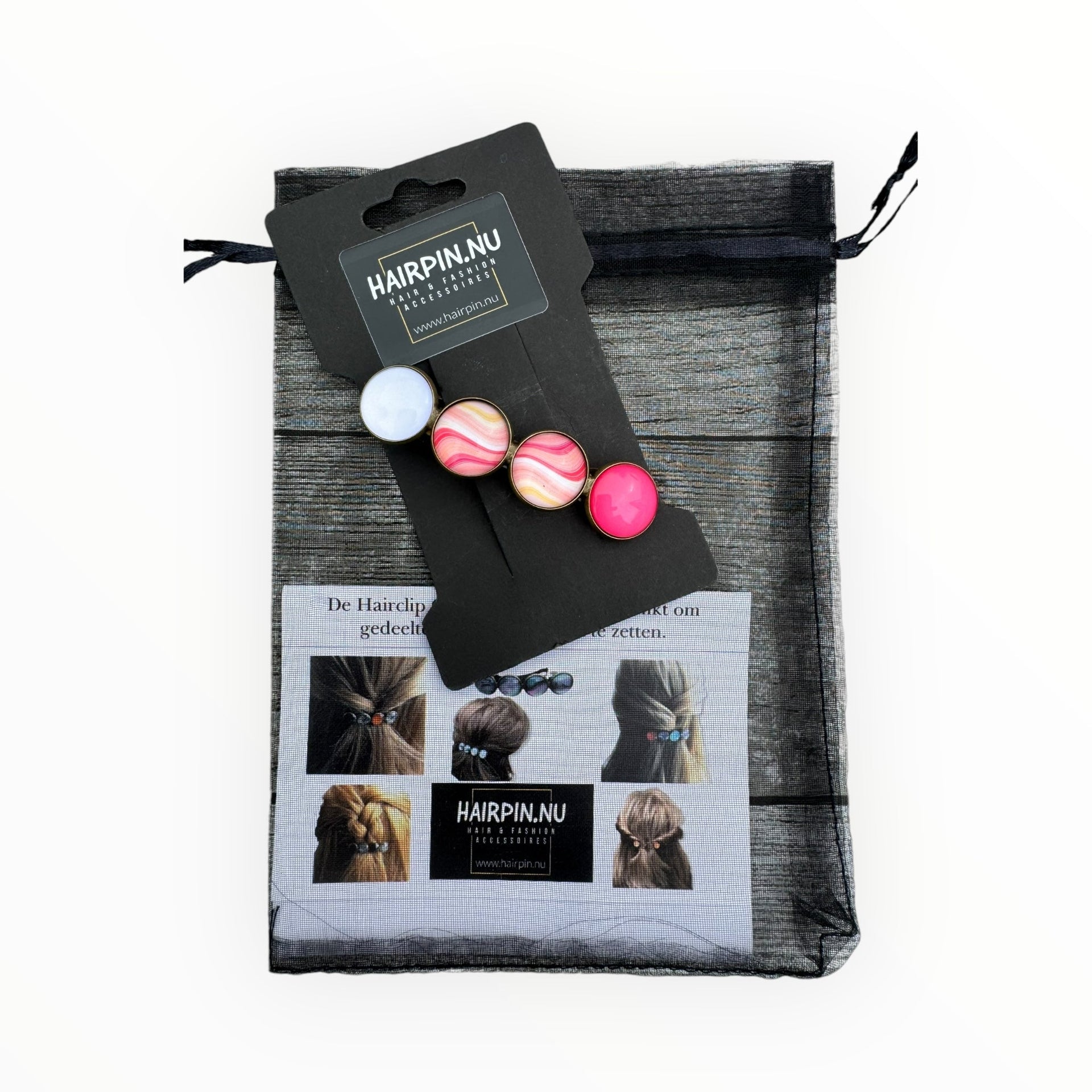 Color hairclip haarspeld roze wit colormix original