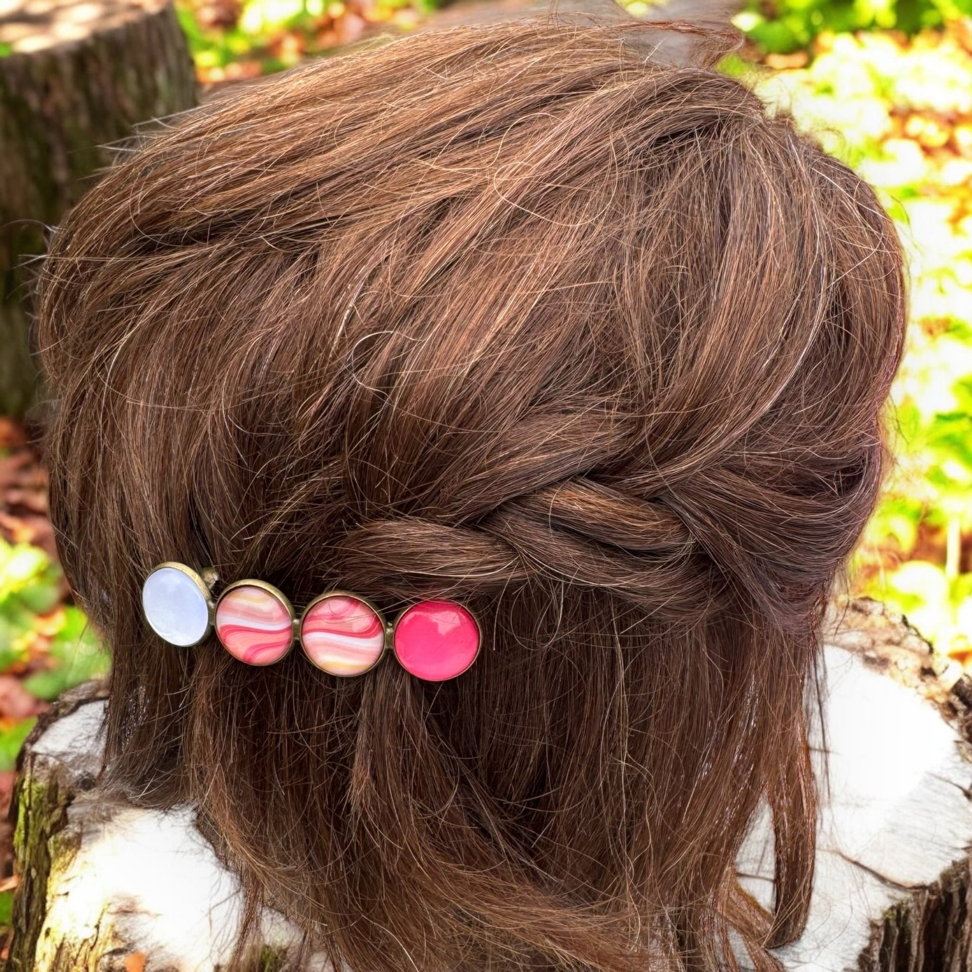 Color hairclip haarspeld roze wit colormix original