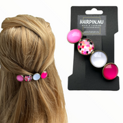 Color hairclip haarspeld roze wit print xl - haarspelden