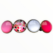 Color hairclip haarspeld roze wit print xl - haarspelden