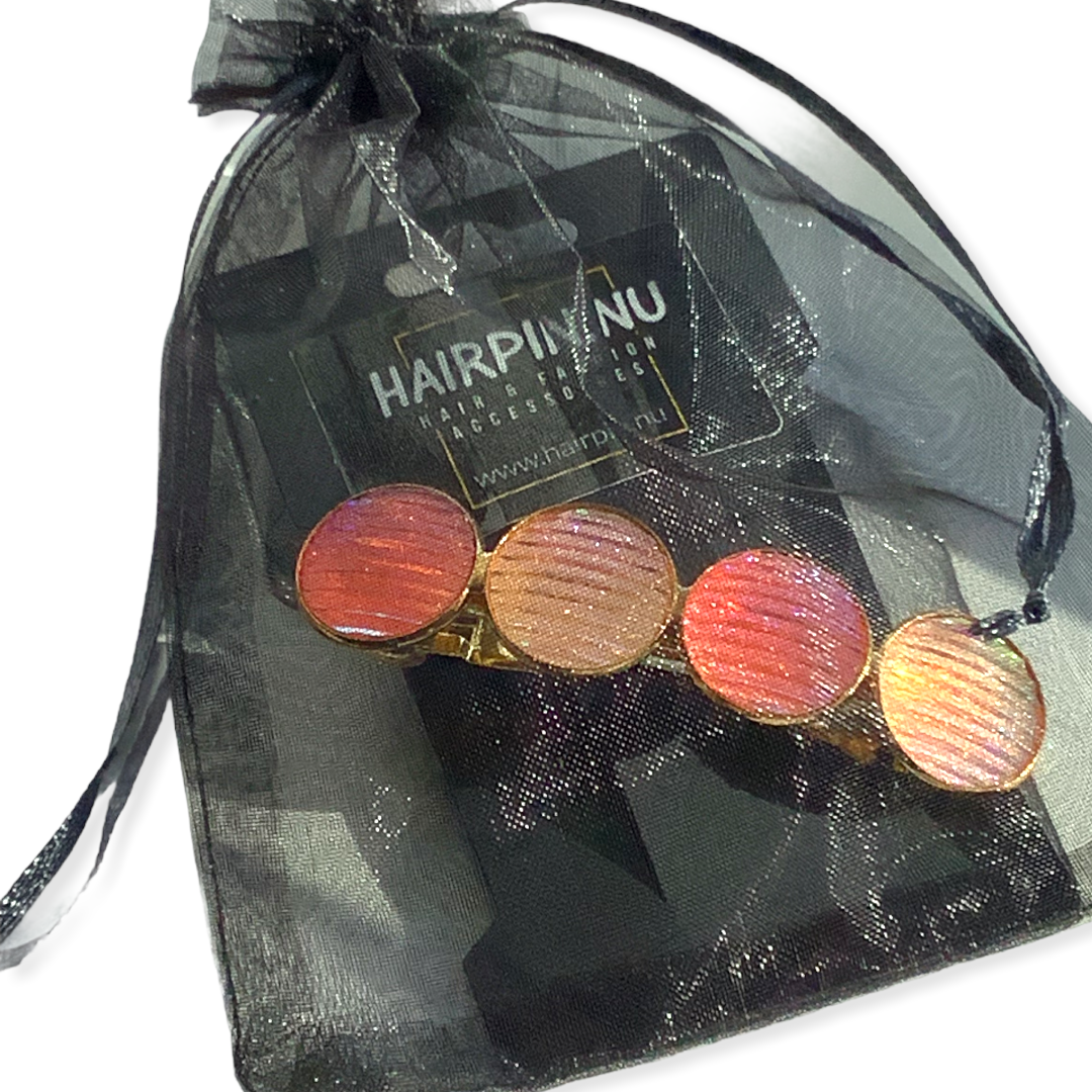 Color hairclip haarspeld scrunchie set shine roze xl