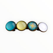 Color hairclip haarspeld turquoise geel wit ibiza print original