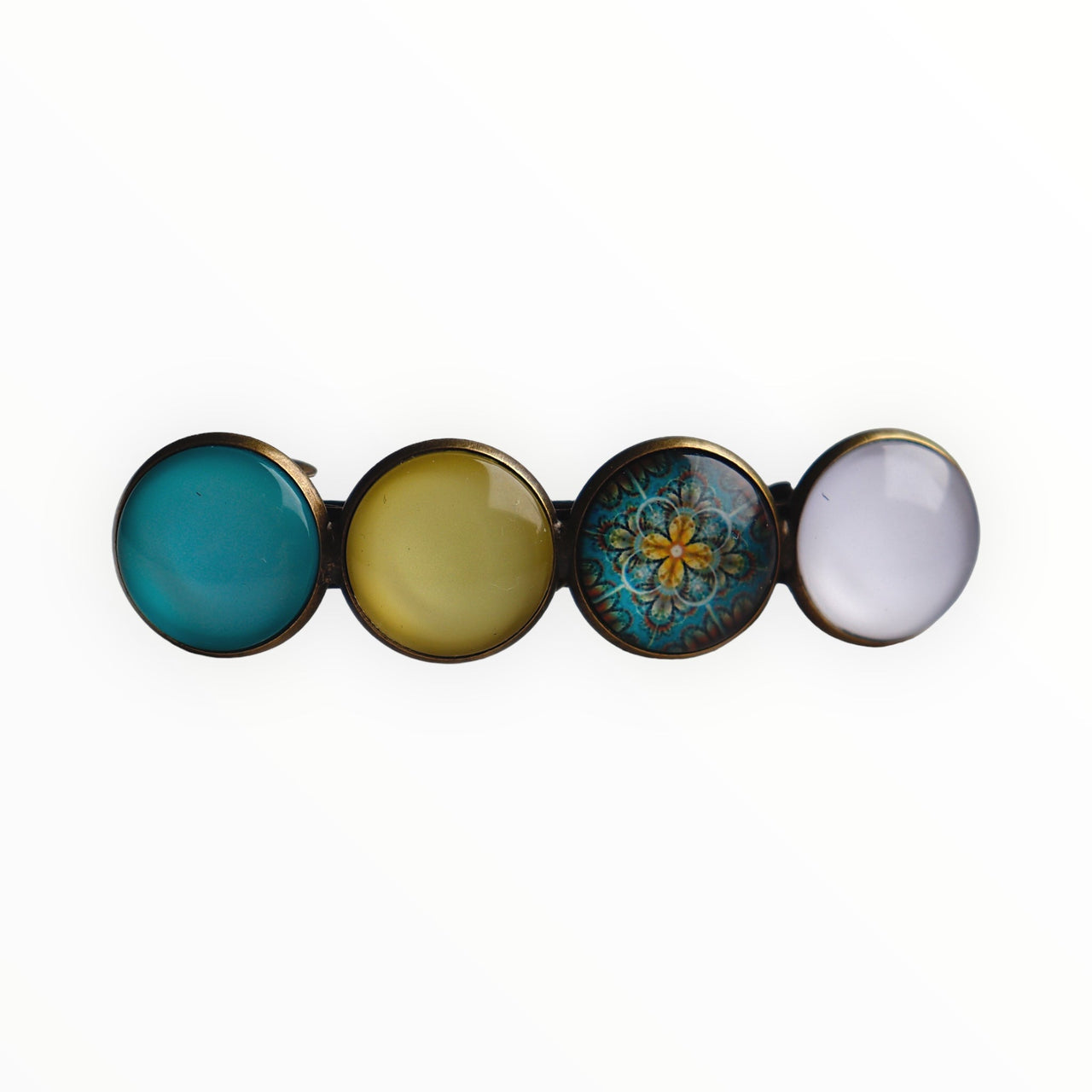 Color hairclip haarspeld turquoise geel wit ibiza print original