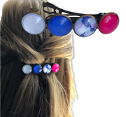 Color hairclip haarspeld wit lila roze print xl