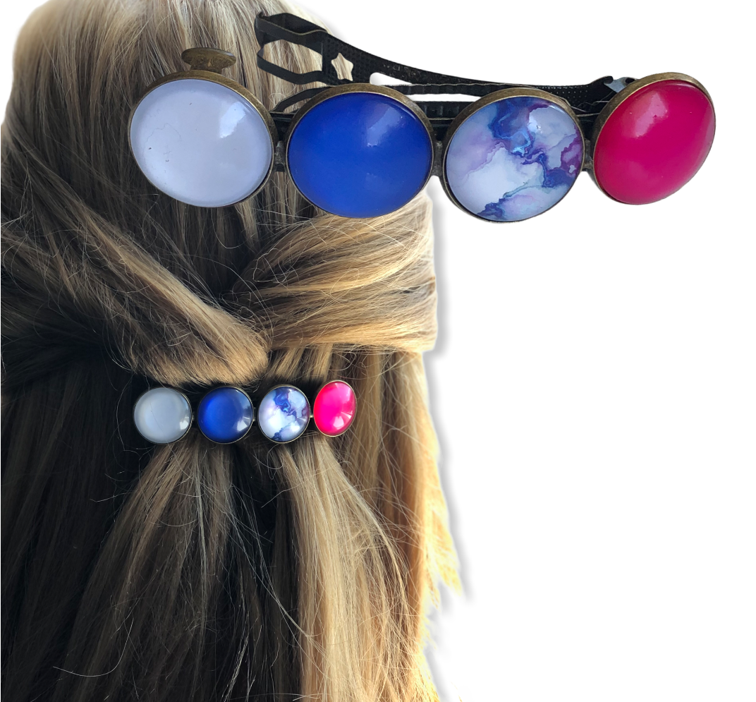 Color hairclip haarspeld wit lila roze print xl