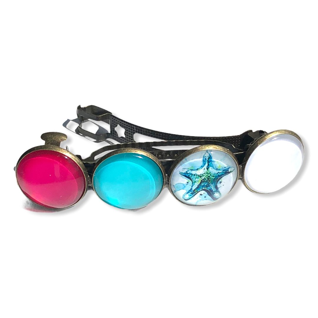 Color hairclip haarspeld zeester turquoise pink xl - haarspelden