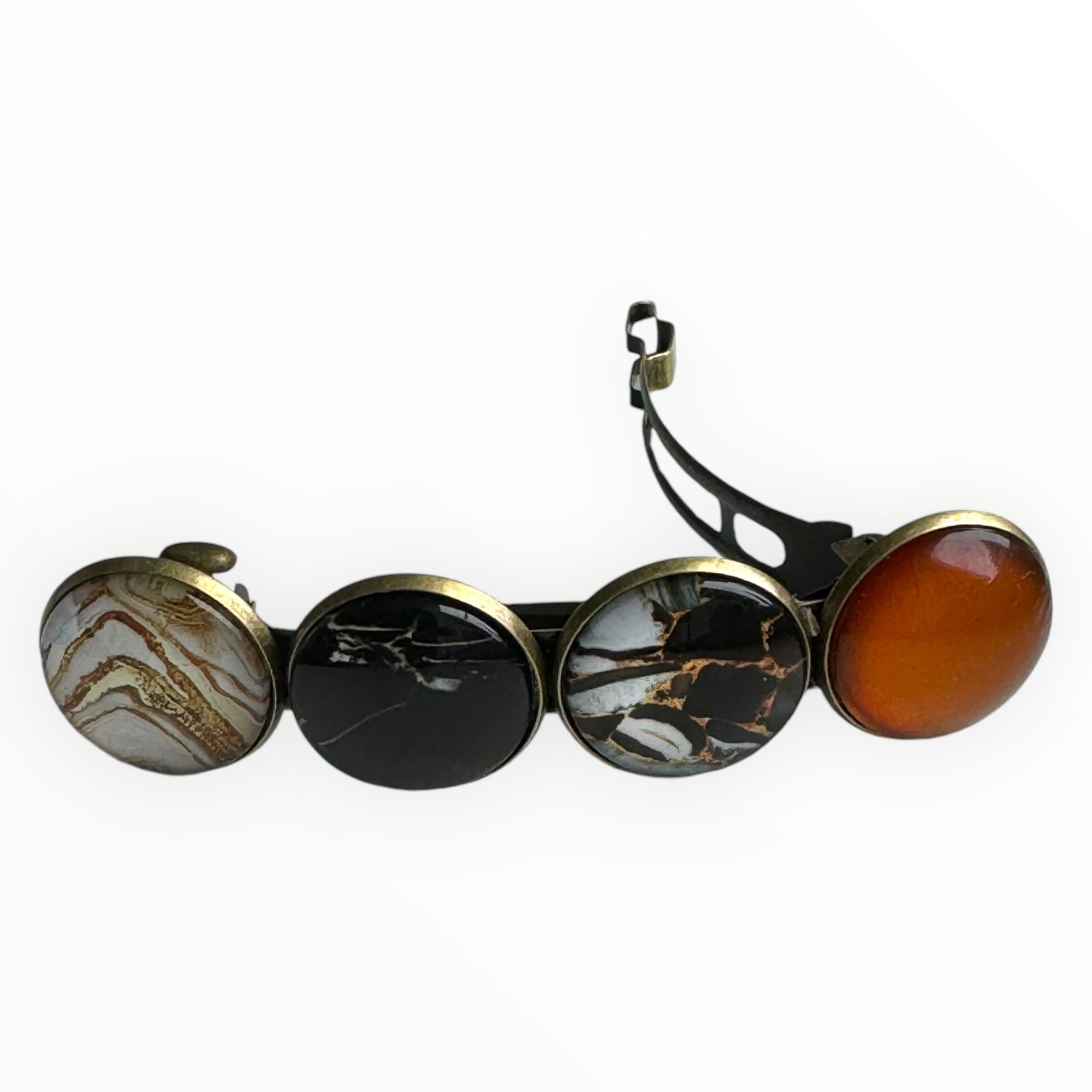 Color hairclip haarspeld zwart bruinprint xl - haarspelden