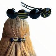 Color hairclip haarspeld zwart geel xl