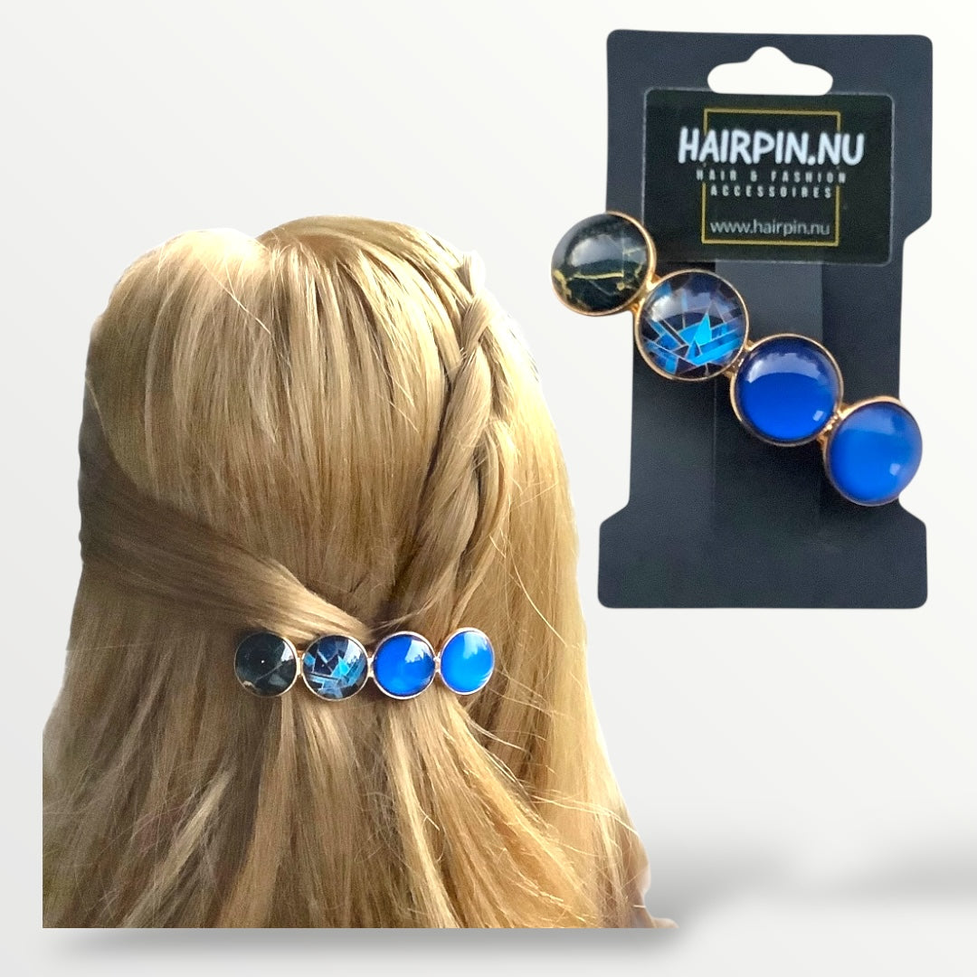 Color hairclip haarspeld zwart goud blauw xl - haarspelden