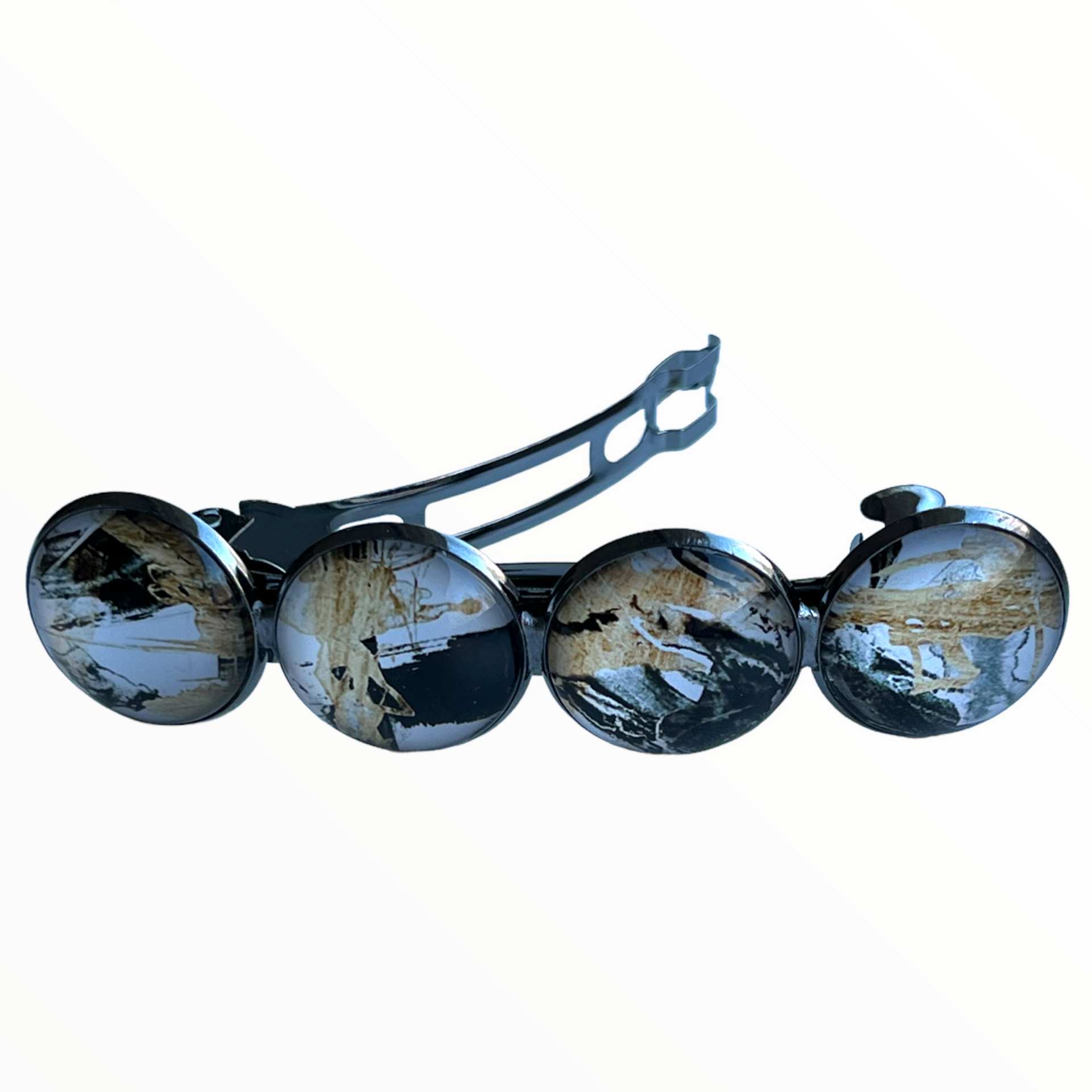 Color hairclip haarspeld zwart-goud-wit xl - haarspelden