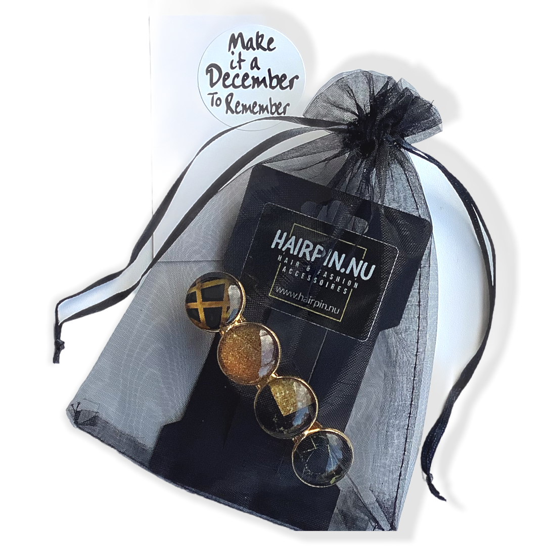 Color hairclip haarspeld zwart goud xl - haarspelden