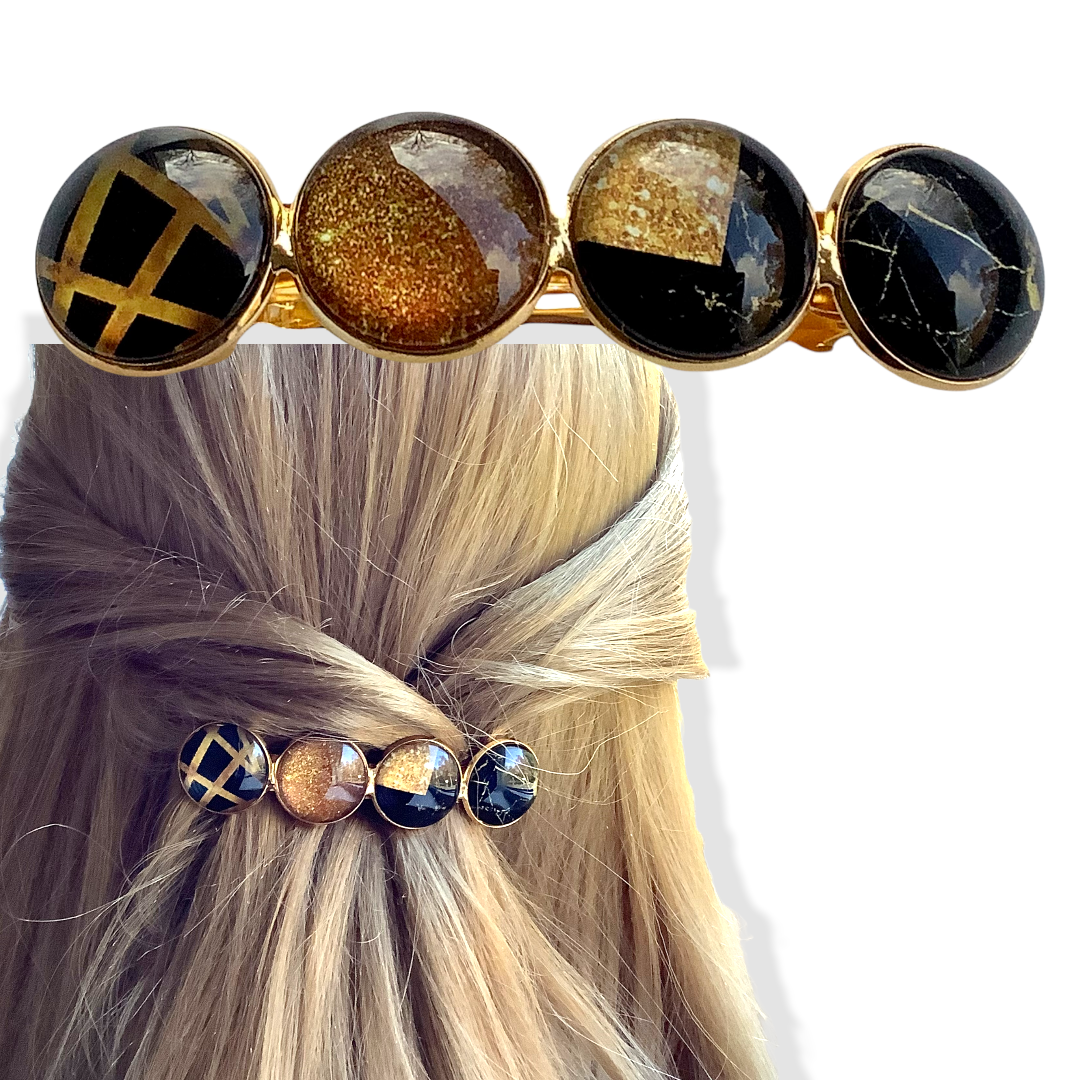 Color hairclip haarspeld zwart goud xl - haarspelden
