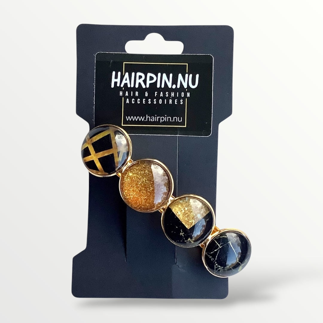 Color hairclip haarspeld zwart goud xl - haarspelden