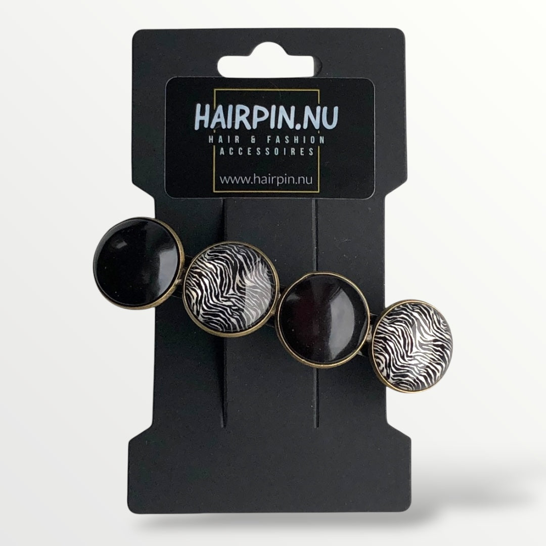 Color hairclip haarspeld zwart print xl - haarspelden
