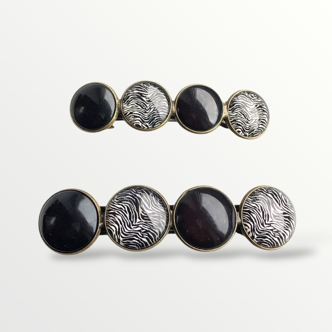 Color hairclip haarspeld zwart print xl - haarspelden