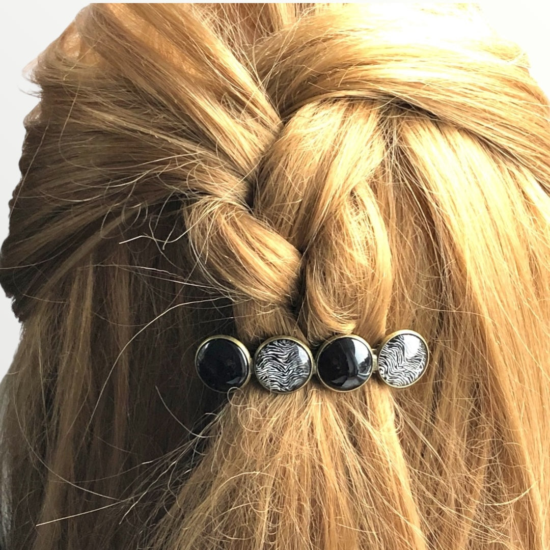 Color hairclip haarspeld zwart print xl - haarspelden