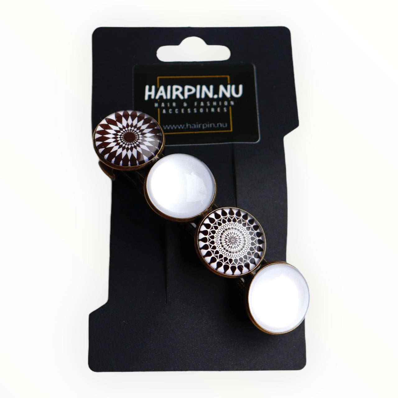 Color hairclip haarspeld zwart-wit print xl - haarspelden