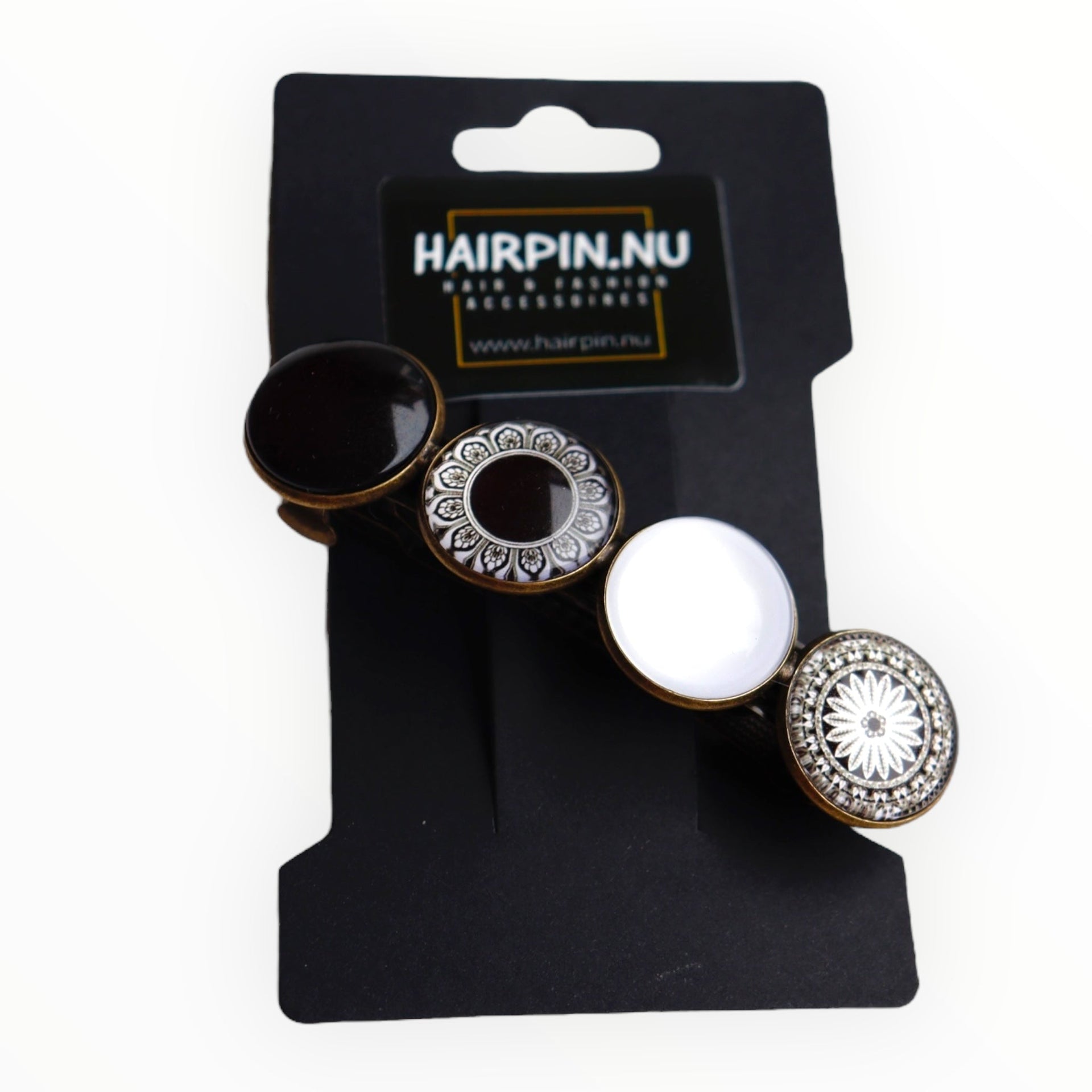 Color hairclip haarspeld zwart-wit print xl - haarspelden