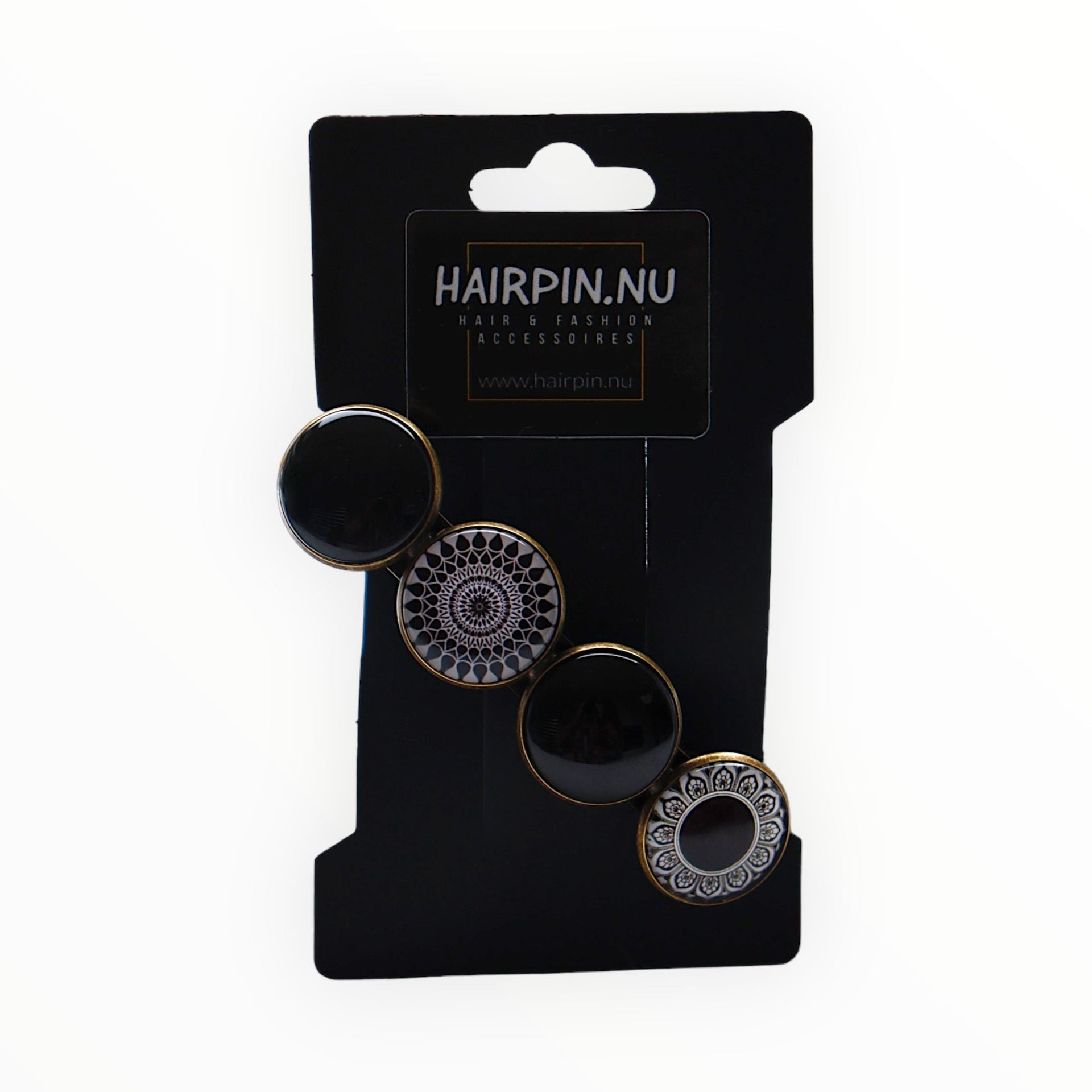 Color hairclip haarspeld zwart-wit print xl - haarspelden