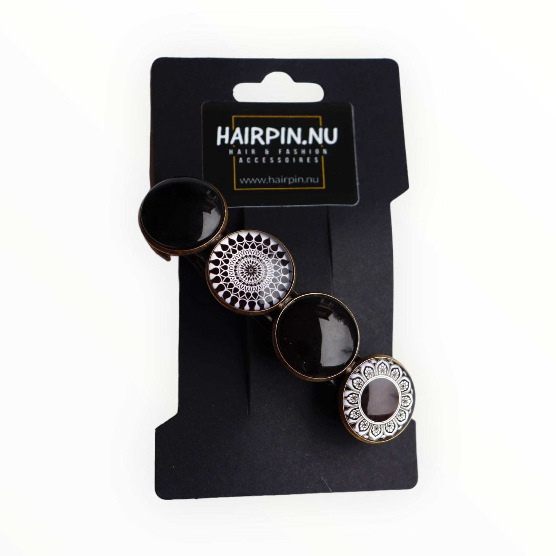 Color hairclip haarspeld zwart-wit print xl - haarspelden