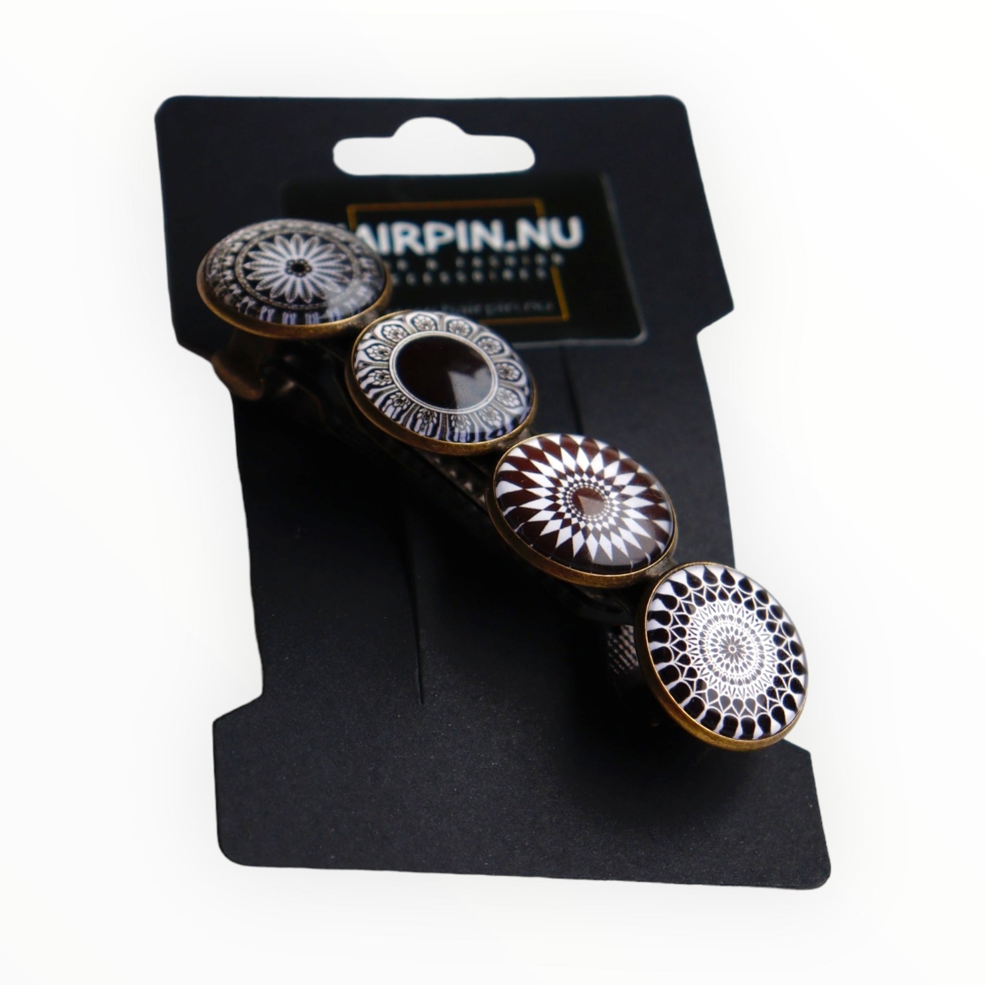 Color hairclip haarspeld zwart-wit print xl - haarspelden