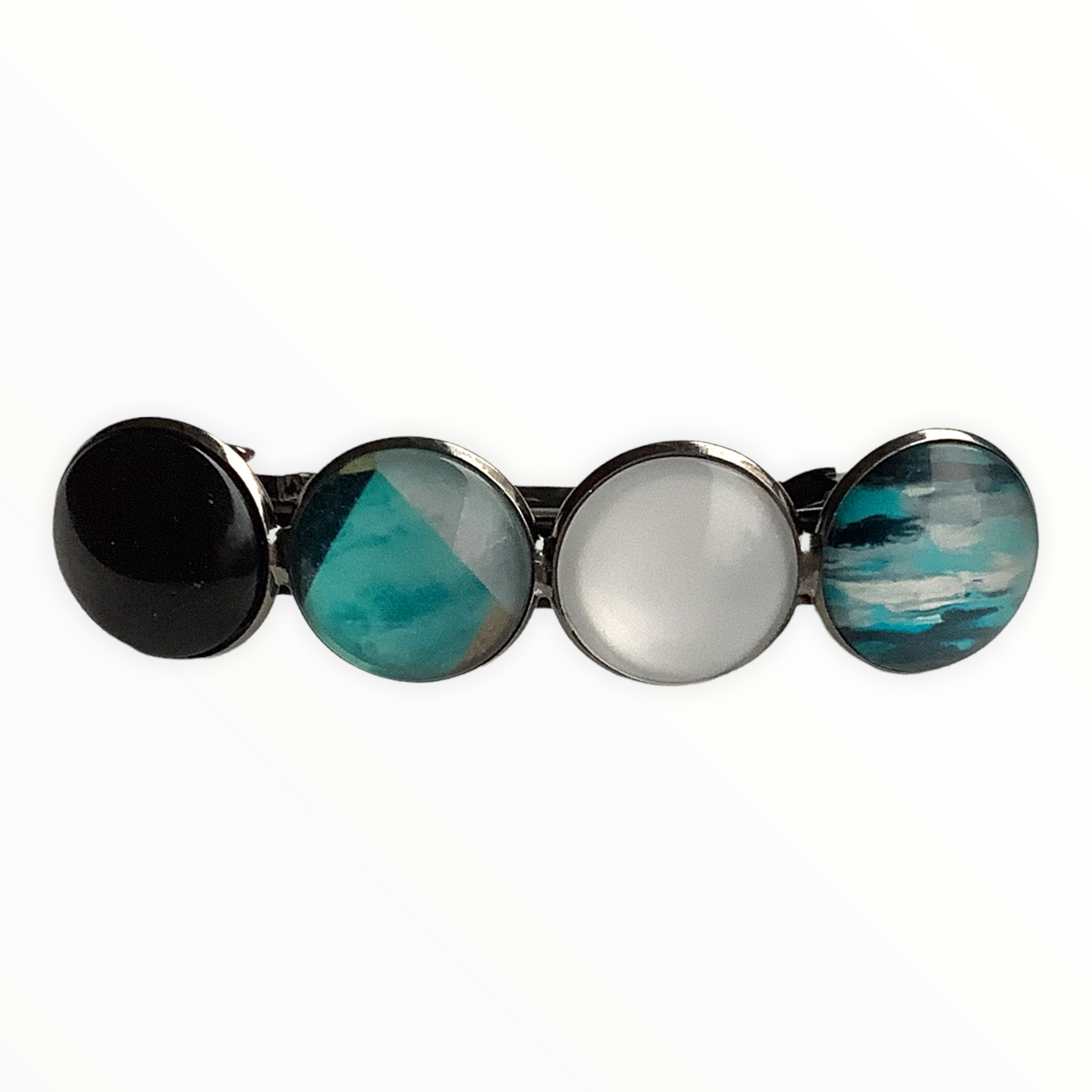 Color hairclip haarspeld zwart wit turquoise xl