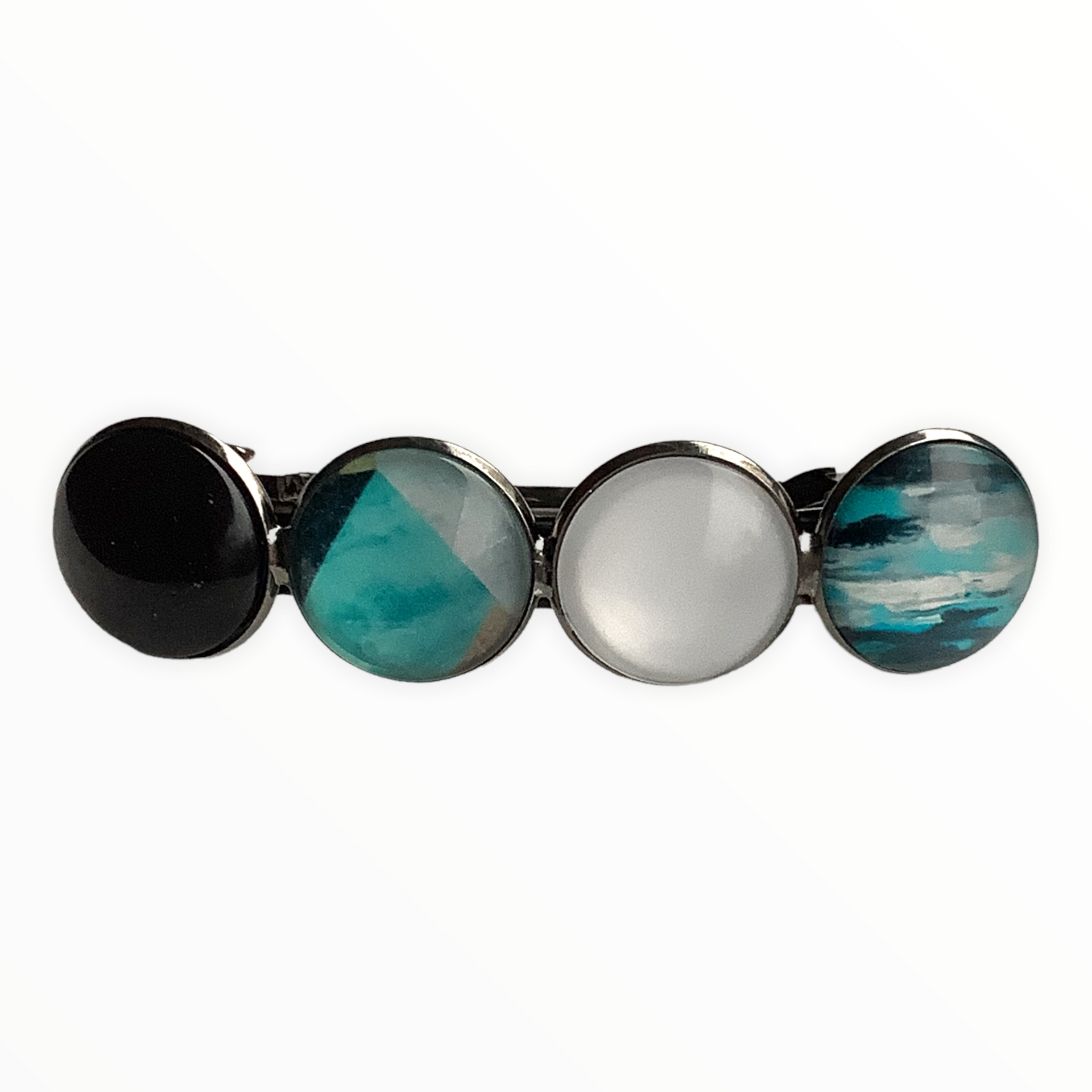 Color hairclip haarspeld zwart wit turquoise xl