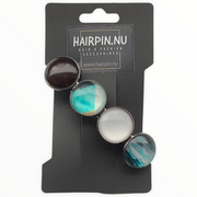 Color hairclip haarspeld zwart wit turquoise xl