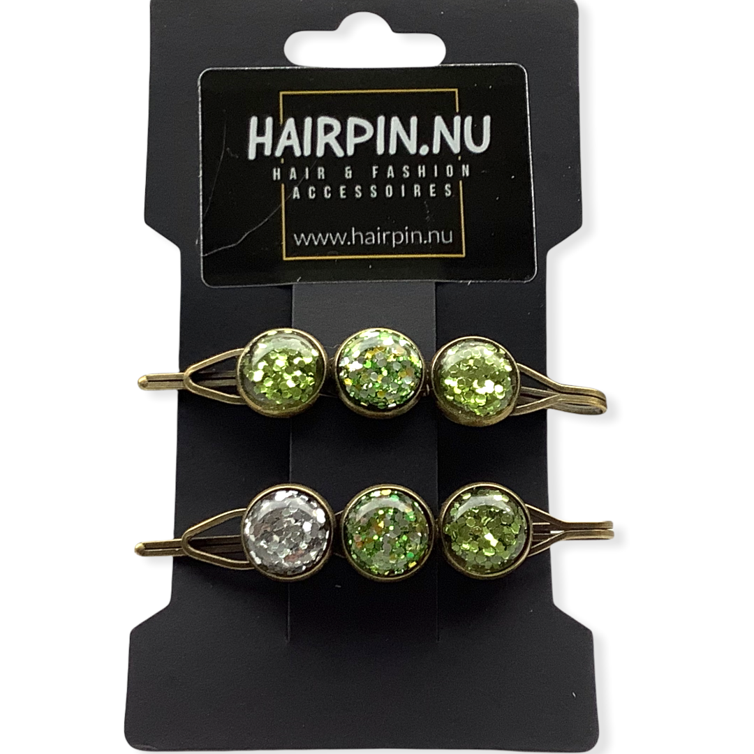 Color hairclip schuifspeld glossy groen 2 stuks