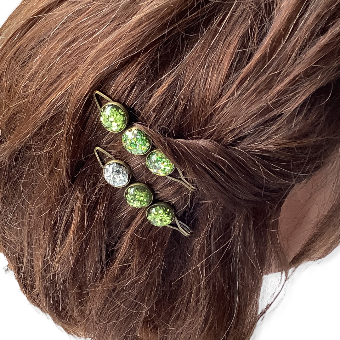 Color hairclip schuifspeld glossy groen 2 stuks