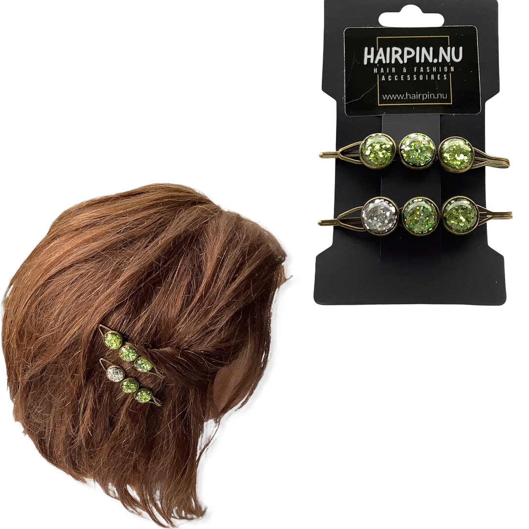 Color hairclip schuifspeld glossy groen 2 stuks